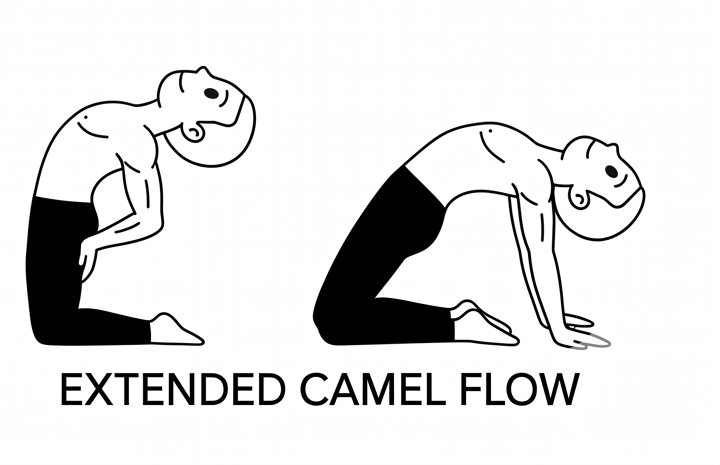 Visual sketch of Extended Camel Flow (Ustrasana Vinyasa)